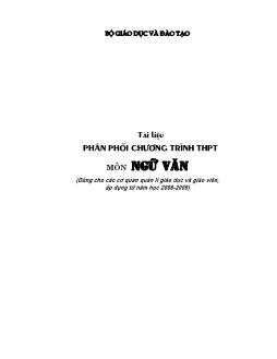 Tài liệu phân phối chương trình THPT môn ngữ văn năm 2008 - 2009