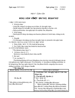 Tiết 17 làm văn: Nghị luận về một bài thơ, đoạn thơ