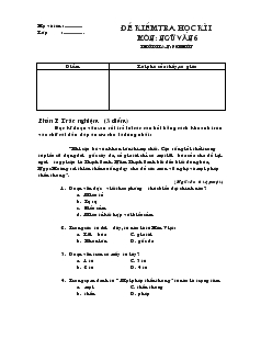 Đề kiểm tra học kì I môn: Ngữ văn 6