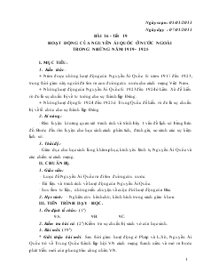 Giáo án Ngữ văn 6 - Bài 16 - Tiết 19: Hoạt động của Nguyễn Ái Quốc ở nước ngoài trong những năm 1919 - 1925