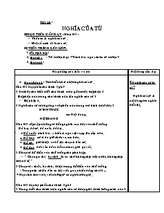 Giáo án Ngữ văn 6 - Tiết 10: Nghĩa của từ