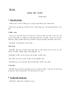 Giáo án Ngữ văn 6 - Tiết 111: Lòng yêu nước