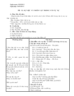 Giáo án Ngữ văn 6 - Tiết 12: Sự việc và nhân vật trong văn tự sự