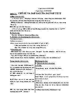 Giáo án Ngữ văn 6 - Tiết 14: Chủ đề và dàn bài của bài văn tự sự, năm 2013