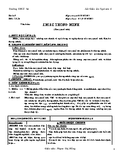 Giáo án Ngữ văn 6 - Tiết: 25, 26 Văn bản: Em bé thông minh (truyện cổ tích)