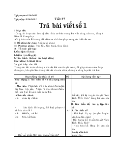 Giáo án Ngữ văn 6 - Tiết 27: Trả bài viết số 1