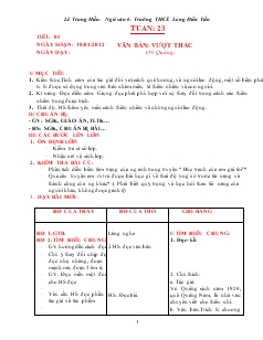 Giáo án Ngữ văn 6 - Tuần 23 - Trường THCS Long Điền Tiến, năm 2012