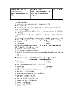 Kiểm tra 1 tiết môn: Ngữ văn (Tiếng Việt)