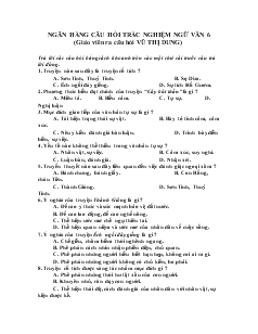 Ngân hàng câu hỏi trắc nghiệm Ngữ văn 6 (giáo viên ra câu hỏi Vũ Thị Dung)