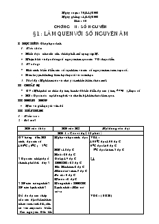 Giáo án Toán 6 - Số học - Tiết 40: Làm quen với số nguyên âm