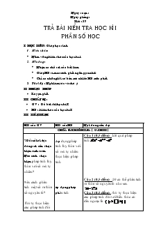 Giáo án Toán 6 - Số học - Tiết 57: Trả bài kiểm tra học kì I phần số học