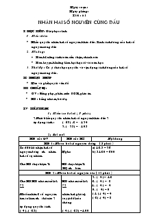 Giáo án Toán 6 - Số học - Tiết 61: Nhân hai số nguyên cùng dấu