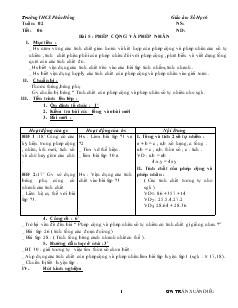 Giáo án Toán 6 - Số học - Tuần 2 đến tuần 4