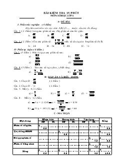 Bài kiểm tra 15 phút môn: Số học lớp 6