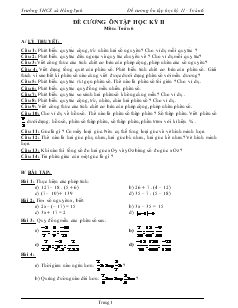 Đề cương ôn tập học kỳ II - Toán 6