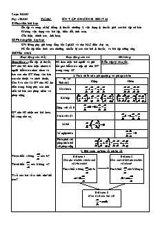 Giáo án Số học 6 - Chương 3 - Tiết 105: Ôn tập chương III (tiết 1)