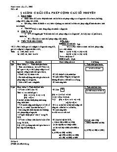Giáo án Số học 6 - Tiết 48: Tính chất của phép cộng các số nguyên