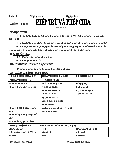Giáo án Số học 6 - Tiết 9 – Bài 6: Phép trừ và phép chia
