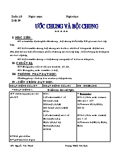 Giáo án Số học 6 - Tuần 10 - Tiết 29: Ước chung và bội chung