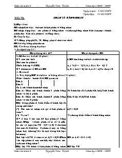 Giáo án Toán 6 - Tiết 70. Phân số bằng nhau