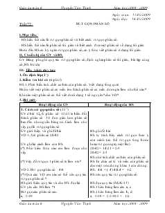 Giáo án Toán 6 - Tiết 72: Rút gọn phân số