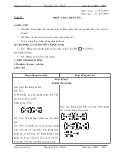 Giáo án Toán 6 - Tiết 87: Phép chia phân số