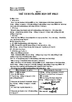 Giáo án Toán học lớp 6 - Tiết 57: Thể tích của hình hộp chữ nhật