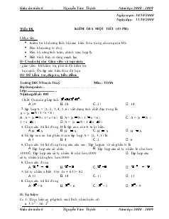Giáo án Toán lớp 6 - Tiết 18: Kiểm tra một tiết (45 phút)