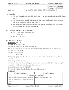 Giáo án Toán lớp 6 - Tiết 22 - Bài 12: Dấu hiệu chia hết cho 3, cho 9