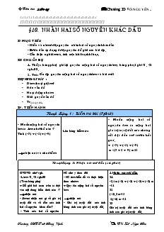 Giáo án Toán lớp 6 - Tuần 20, tiết 60