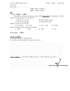 Kiểm tra 15 phút môn: Hình học 6