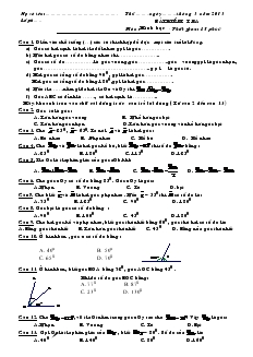 Bài kiểm tra môn: Hình học 6