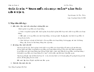Giáo án bài: “ Trung điểm của đoạn thẳng” sách Toán lớp 6 tập 1