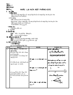 Giáo án Toán 6 (Dành cho học sinh yếu) - Tiết 7: Nhắc lại nửa mặt phẳng - Góc