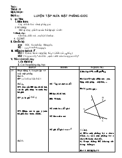 Giáo án Toán 6 - Hình học - Tiết 8: Luyện tập nửa mặt phẳng-Góc