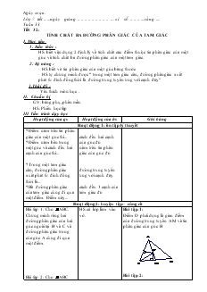 Giáo án Toán học lớp 6 - Tiết 32: Tính chất ba đường phân giác của tam giác