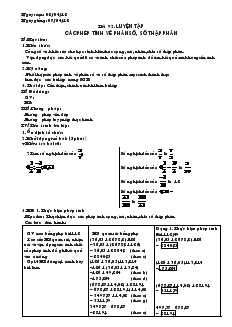 Giáo án Toán học lớp 6 - Tiết 92: Luyện tập các phép tính về phân số, số thập phân
