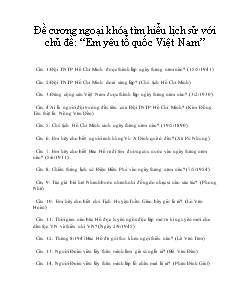 Đề cương ngoại khóa tìm hiểu lịch sử với chủ đề: “Em yêu tổ quốc Việt Nam