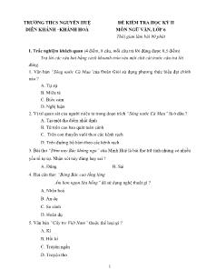 Đề kiểm tra học kỳ II môn ngữ văn, lớp 6 - Trường THCS Nguyễn Huệ
