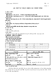 Giáo án Toán 6 - Tiết 15: Thứ tự thực hiện các phép tính
