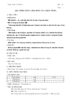 Giáo án Toán 6 - Tiết 19 - Bài 10: tính chất chia hết của một tổng