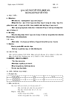 Giáo án Toán 6 - Tiết 25: Số nguyên tố, hợp số, bảng số nguyên tố