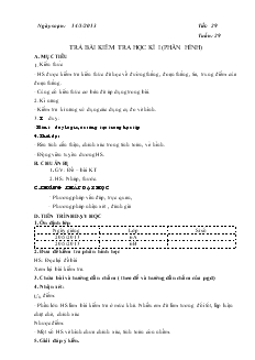 Giáo án Toán 6 - Tiết 29: Trả bài kiểm tra học kì I (phần hình)