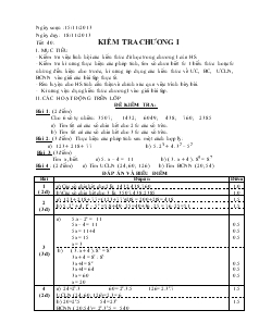 Giáo án Toán 6 - Tiết 40: Kiểm tra chương I