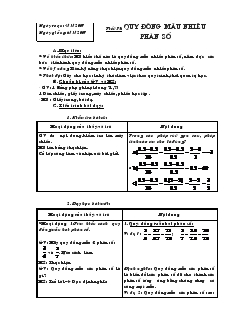 Giáo án Toán 6 - Tiết 75: Quy đồng mẫu nhiều phân số