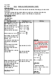 Giáo án Toán 8 - Đại số - Chương 1 -  Tiết 15: Chia đa thức cho đơn thức