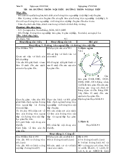 Giáo án Toán 9 - Hình học -  Tiết 50: Đường tròn nội tiếp, đường tròn ngoại tiếp
