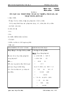 Giáo án toán dạy hè ôn lớp 5 lên lớp 6 - Năm học 2013 – 2014