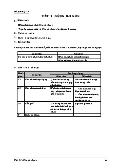 Giáo án Toán học lớp 6 - Hình học - Tiết 14: Cộng hai góc