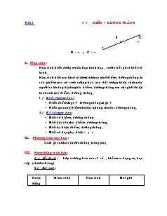 Giáo án Toán học lớp 6 - Hình học - Tiết 1: Điểm, đường thẳng